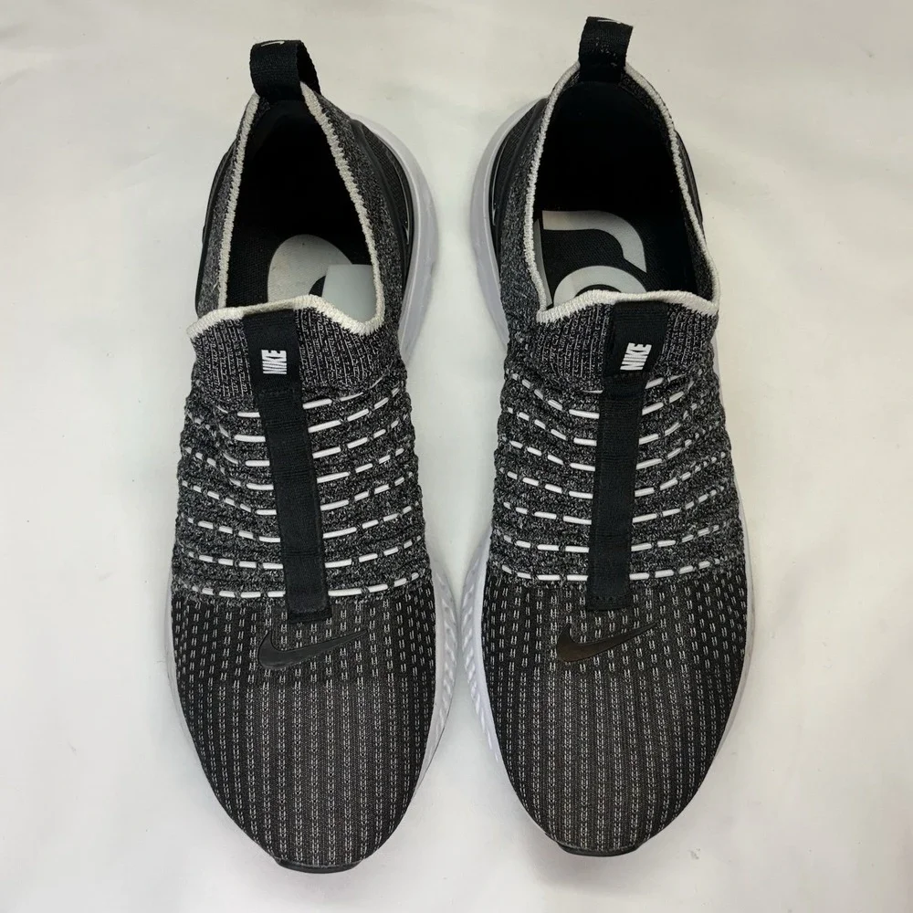 Nike React Phantom Run Flyknit 2 Women's Size 10 Running Shoes Black White Oreo